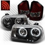 2008 Chrysler 300C Black CCFL Halo Headlights and Red Smoked LED Tail Lights