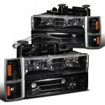 GMC Suburban 1994-1999 Black Euro Headlights and Bumper Lights