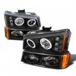 Chevy Silverado 2500 2003-2004 Black Housing Projector Headlights and Bumper Lights