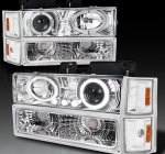 GMC Suburban 1994-1999 Clear Halo Headlights and Bumper Lights
