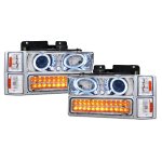 Chevy 1500 Pickup 1994-1998 Clear Halo Headlights and LED Bumper Lights