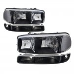 2000 GMC Sierra 2500 Black Clear Headlights and Bumper Lights