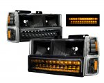 2000 GMC Sierra 2500 Black Headlights and LED Bumper Lights