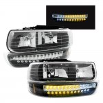 Chevy Tahoe 2000-2006 Headlights and LED Bumper Lights Black