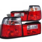 1992 BMW 5 Series Red and Clear Custom Tail Lights
