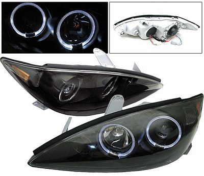 Toyota Camry 2005-2006 Anzo Black Dual Halo Projector Headlights