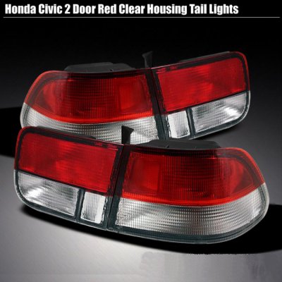 Anzo Red Clear Taillights For Honda Civic 2 Door 1996-2000 - DOT Certified