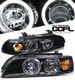 BMW E39 5 Series 1997-2003 Black Dual CCFL Halo Projector Headlights