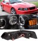 Ford Mustang 1999-2004 Black Halo Projector Headlights with LED