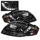 Audi A4 2006-2008 Black Projector Headlights with LED Daytime Running Lights