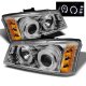 Chevy Silverado 2500HD 2003-2006 Clear Dual Halo Projector Headlights with LED