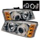 Chevy Avalanche 2003-2006 Clear Dual Halo Projector Headlights with LED