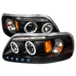 Ford F150 1997-2003 Black Halo Projector Headlights with LED Eyebrow