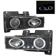 Chevy 3500 Pickup 1988-1998 Black Projector Headlights with Halo and LED