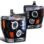 Ford F450 Super Duty 2008-2010 Smoked Halo Projector Headlights with LED