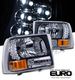Ford F250 Super Duty 1999-2004 Black Euro Headlights