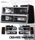 Chevy Suburban 1994-1999 Black Projector Headlights and Bumper Lights Set