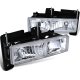 Chevy 3500 Pickup 1988-1998 Clear Crystal Euro Headlights