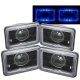 Chevy C10 Pickup 1981-1987 Blue Halo Black Sealed Beam Projector Headlight Conversion Low and High Beams