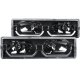 GMC Yukon 1994-1999 Black Headlights U-shaped LED DRL