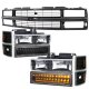 Chevy 1500 Pickup 1994-1998 Black Grille and Headlights LED Bumper Lights