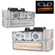 Chevy Tahoe 1995-1999 Clear Halo Headlights and LED Bumper Lights