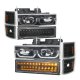 Chevy 1500 Pickup 1994-1998 Black DRL Headlights and LED Bumper Lights