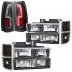 GMC Sierra 2500 1994-2000 Black Headlights and Custom LED Tail Lights