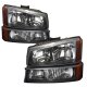 Chevy Avalanche 2003-2006 Chrome Billet Grille and Black Headlights Set
