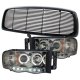 Dodge Ram 2500 2003-2005 Black Billet Grille and Smoked Projector Headlights