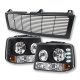 Chevy Silverado 1999-2002 Black Billet Grille and Headlights with LED