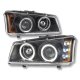 Chevy Avalanche 2003-2006 Black Dual Halo Projector Headlights with LED