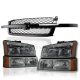 Chevy Silverado 2500HD 2003-2004 Black Grille and Smoked Headlights Bumper Lights