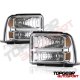 Ford F450 Super Duty 2005-2007 Clear Headlights and Red LED Tail Lights