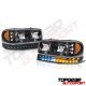 GMC Yukon XL 2000-2006 Black Vertical Grille and Headlights LED DRL Bumper Lights