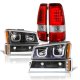 Chevy Silverado 2500HD 2003-2006 Black LED DRL Headlights Set LED Tail Lights Red Tube