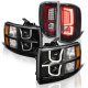 Chevy Silverado 2500HD 2007-2014 Black LED DRL Projector Headlights Custom LED Tail Lights Red Tube