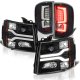 Chevy Silverado 3500HD 2007-2014 Black Tube DRL Projector Headlights Custom LED Tail Lights