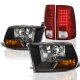 Dodge Ram 2500 2010-2018 Black Headlights Red LED Tail Lights