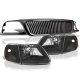 Ford F150 1999-2003 Black Vertical Grille and Headlights Set
