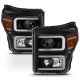 Ford F250 Super Duty 2011-2016 Black LED Tube Projector Headlights DRL