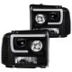 Ford F350 Super Duty 2005-2007 Black Tube DRL Projector Headlights