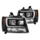 Chevy Tahoe 2007-2014 Black LED Tube DRL Projector Headlights