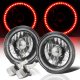 Ford Mustang 1965-1978 Red SMD Halo Black Chrome LED Headlights Kit