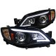 Subaru WRX 2008-2014 Black LED DRL Projector Headlights