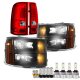 GMC Sierra Denali 2007-2013 Black LED Bulbs Headlights Red LED Tail Lights