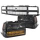 Chevy 1500 Pickup 1994-1998 Black Grille Smoked Headlights LED Bumper Lights