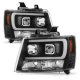 Chevy Avalanche 2007-2013 Black LED Tube DRL Projector Headlights