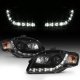 Audi A4 2006-2008 Black Projector Headlights with LED Daytime Running Lights