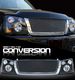 Chevy Silverado 2003-2005 Chrome Mesh Grille and Black Headlight Conversion Kit
